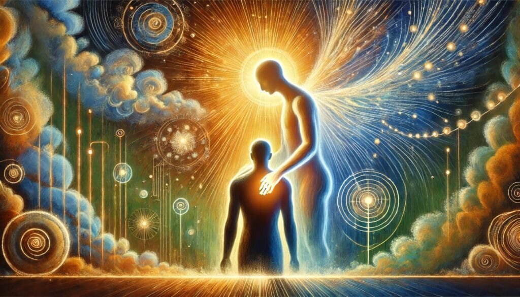 DALL·E 2024-12-20 22.55.29 - An artistic representation of a psychologist’s inner vision_ an intangible, ethereal guide depicted as a glowing, comforting presence. The guide place