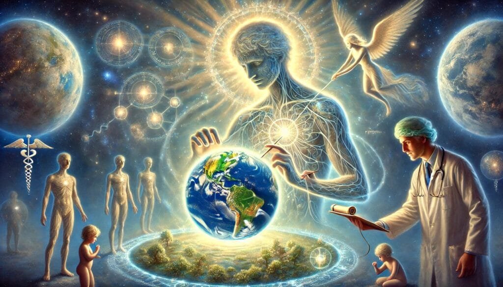 DALL·E 2024-12-20 23.27.19 - A symbolic and ethereal vision of a doctor’s hidden dream_ a celestial physician checking humanity’s vital signs. The physician, depicted as a glowing