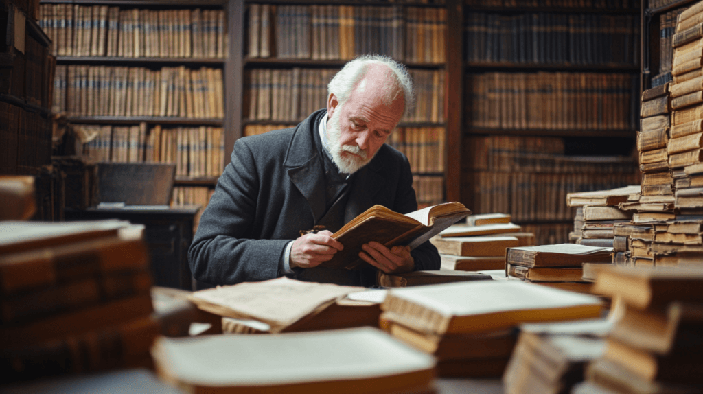 halatmedya_A_historian_in_a_quiet_archive_surrounded_by_old_b_85e6dc25-84f5-4c80-80b5-f4b415fd53c1_1