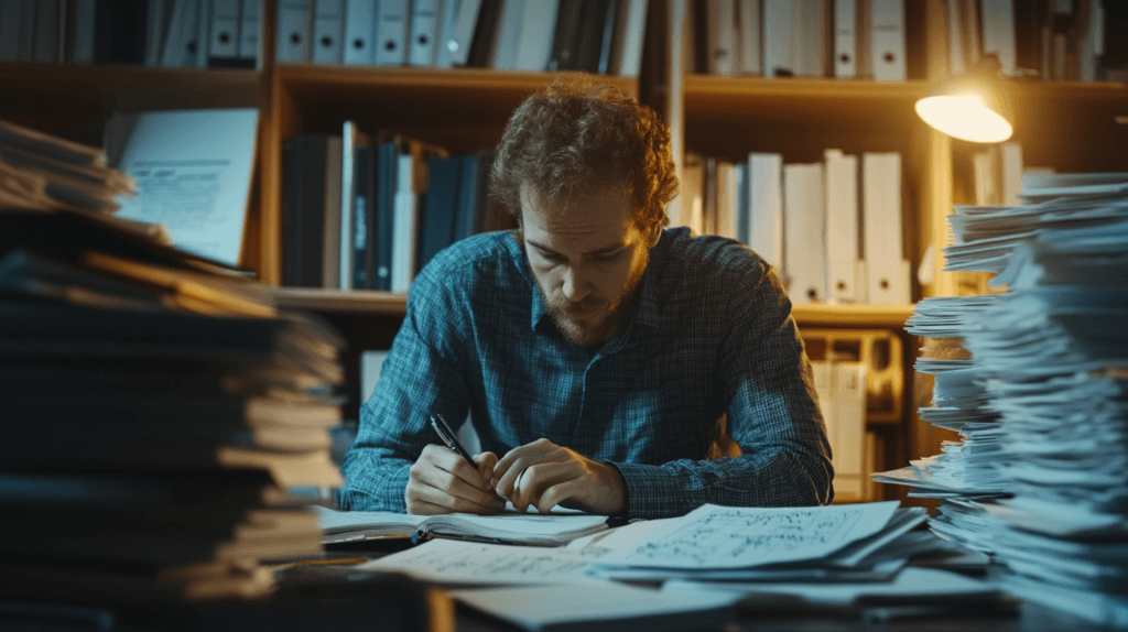 halatmedya_A_mathematician_in_a_quiet_office_stacks_of_papers_4eead211-93d8-4a14-b54a-777d5387b04d_1